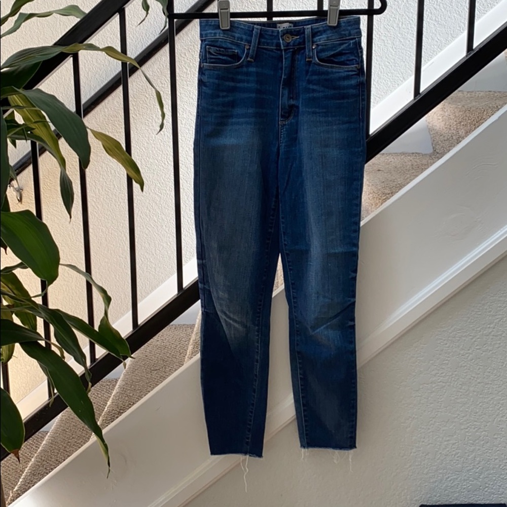 High rise stretchy medium wash Paige jeans